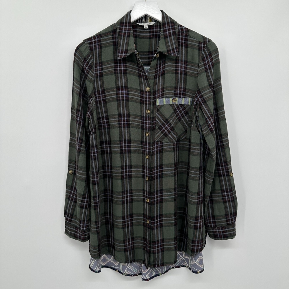 John Mark Tunic Top Shirt‎ Small Oversize Plaid Boho Dark Academia Forest Earthy